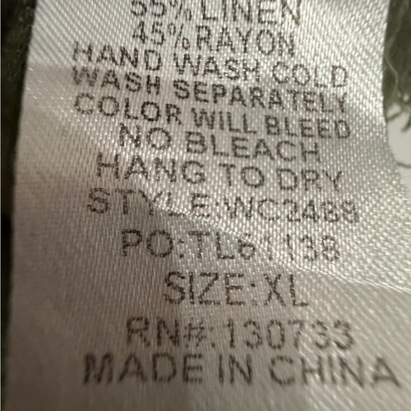 Umgee Short Sleeve Fringe Bottom Green Top Women’s Size XL - Picture 5 of 5